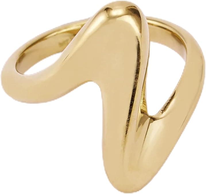 Hey Harper Gold Ring for Women - Gold Plated Stacking Waterproof   Sweatproof Jewerly Ring - Everday Non Tarnish Cute Fashion Circle Rings