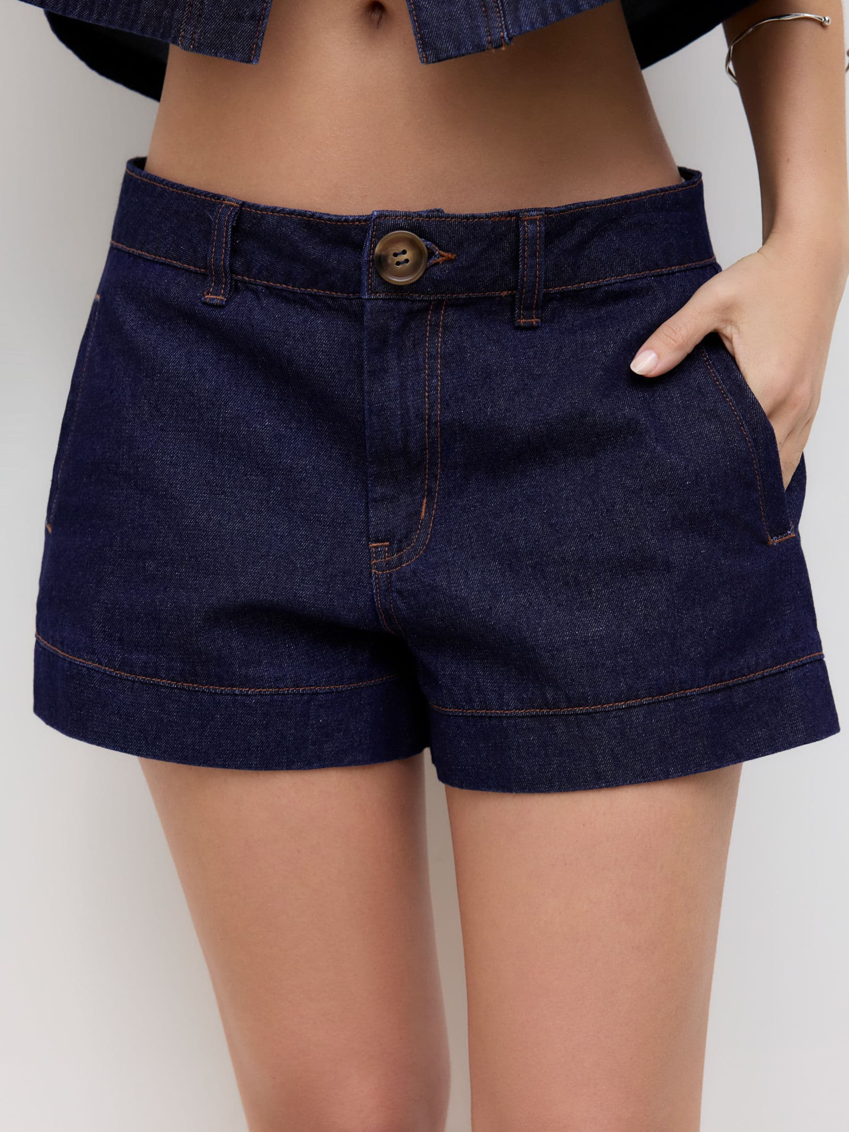 Denim Mid Rise Micro Shorts