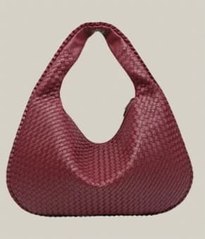 Burgundy Woven Leather Handbag