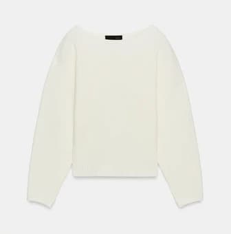 Cream Long Sleeve Ribbed Knit Top