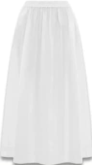 White Cotton Gathered Midi Skirt
